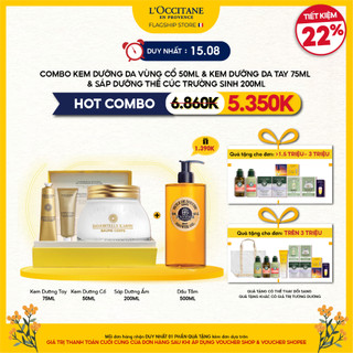 Set kem dưỡng da cổ 50ml l'occitane& kem dưỡng trẻ hóa da tay 75ml& kem dưỡng thể chống lão hóa cúc trường sinh 200ml