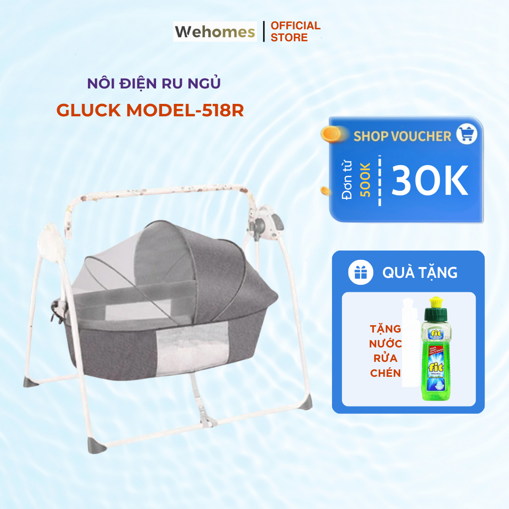 Nôi Điện Ru Ngủ Cho Bé Gluck Baby MD518R Vải Thoáng Mát Có Thể Gấp Gọn Dễ Dàng Đưa Đi Du Lịch
