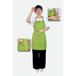 Tạp Dề Dài Xanh Cốm Vải Cao Cấp Cho Nam Nữ Nhân Viên Làm Bánh, Quán Cafe, Nhà Hàng