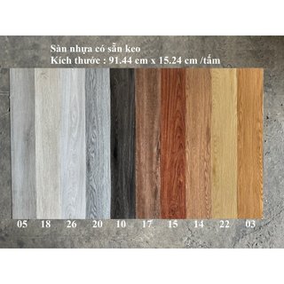 1 tấm, Sàn nhựa giả gỗ, 91,44x15,24cm, sàn dán keo sẵn, dán sàn nhà giả gỗ