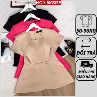 Áo bigsize nữ kiểu nút bọc 2 nắp túi chất cotton mềm mịn dự tiệc đi chơi MON big size 50 - 90kg