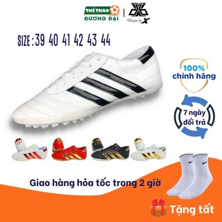 Giày Đá Bóng Ba Sọc CT3 Da Nhăn Khâu Full Đế Tặng Tất Dệt Kim Giày 3 Sọc Phủi Thể Thao Đương Đại