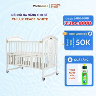 Nôi cũi cho bé sơ sinh đa năng CHILUX PEACE WHITE - Sử dụng từ 0 đến 12 tuổi - Bảo hành 3 năm chính hãng