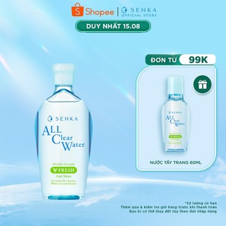 Nước tẩy trang Micellar Giảm Bóng Nhờn Senka All Clear Water Fresh 230ml/chai