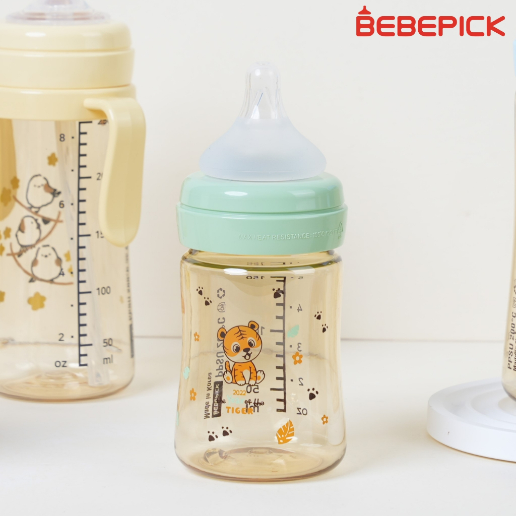 Bebepick Hổ Mint bình sữa nhựa PPSU núm ti silicone size 150ml - 250ml Hàn Quốc