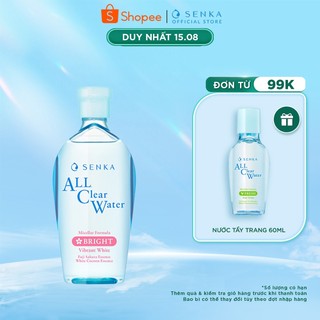 Nước tẩy trang Micellar Dưỡng Sáng Cấp ẩm Senka All Clear Water Bright 230ml/chai