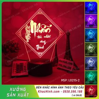 Đèn Thư Pháp chữ NHẪN, Đèn tranh thư pháp để bàn làm việc, Đắc Nhẫn Công Thành led đổi màu