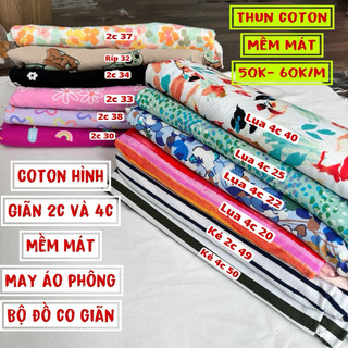 Vải thun Cotton cho bé , cotton 100% ,vải thun cotton hình hoa thú , BoZip Hàn Quốc