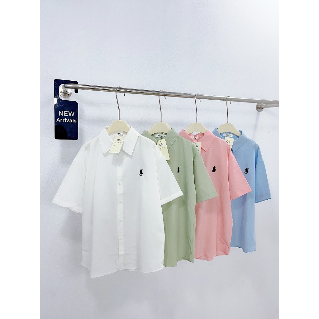 [ A06 ]  Áo sơ mi cộc tay thêu ngựa chất lụa hàn Qiho.store | BigBuy360 - bigbuy360.vn
