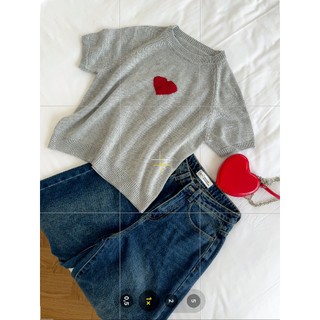Lenclothing áo len nữ 11019 - áo len tay ngắn thêu trái tim