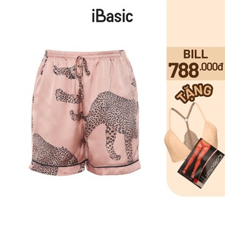 Quần đùi pyjama nữ lụa Satin ngắn hoạ tiết iBasic HOMW028B