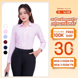Áo sơ mi nữ form ôm thiết kế công sở dài tay nhiều màu vải sợi tre cao cấp Thái Hòa ASW0101-R10