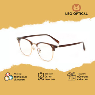 Gọng kính cận nửa gọng cho nam dáng mắt vuông lịch sự kính mắt tổng tài nam thần LEO OPTICAL YS9243