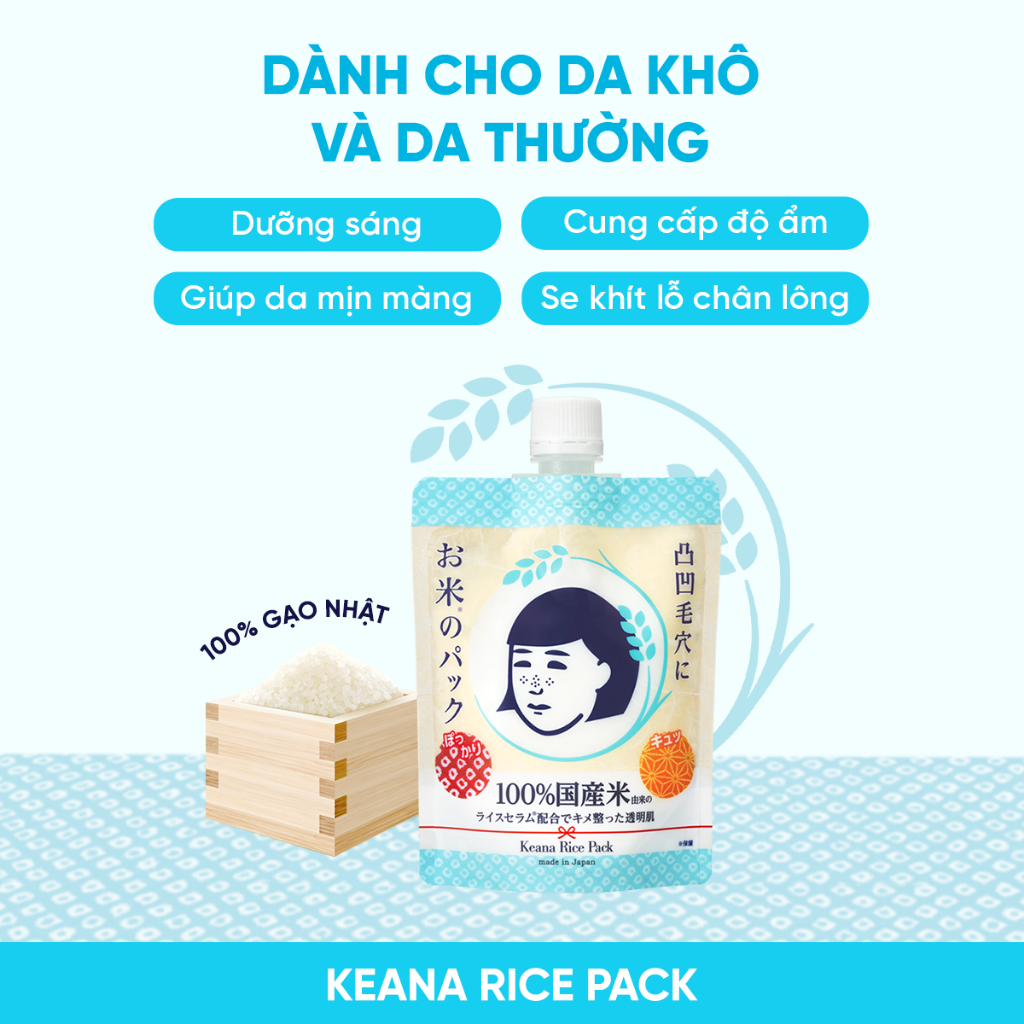 Mặt Nạ Cám Gạo Keana Dưỡng Sáng Rice Pack 170 G