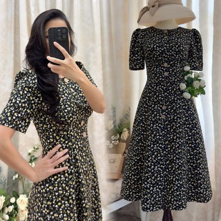 Đầm Midi cổ tròn nối chân ngực, tùng 8 mảnh _ D4.927