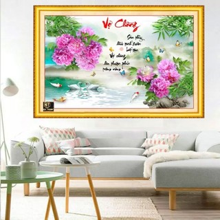 Tranh gắn đá vợ chồng. Tranh đính đá chưa gắn.
