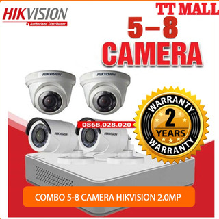 [SIÊU RẺ] Bộ 5--8 mắt camera Hikvision 2.0MP đầy đủ phụ kiện lắp đặt + HDD lưu trữ + Dây cáp tín hiệu
