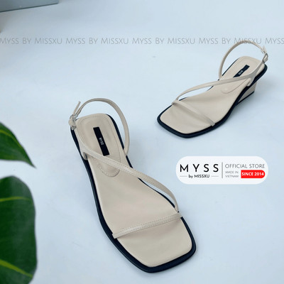 Giày sandal nữ MYSS quai ngang phối cho đế xuồng 5cm cao cấp thời trang - SD218