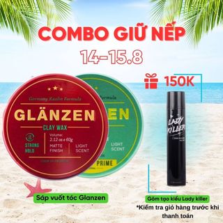 Sáp vuốt tóc nam Glanzen 30Shine chính hãng 60g giữ nếp vượt trội hút dầu không bóng, không bết rít