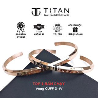 Vòng tay nam nữ Cuff khắc tên, lắc tay đôi kèm túi quà tặng fullbox cao cấp thời trang unisex thép không gỉ Titan DW