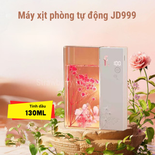 Máy xịt thơm phòng tự động JD888 Strawberry Lab, Máy xông tinh dầu phòng ngủ pin sạc 1500mAh kèm tinh dầu nước hoa 130ml