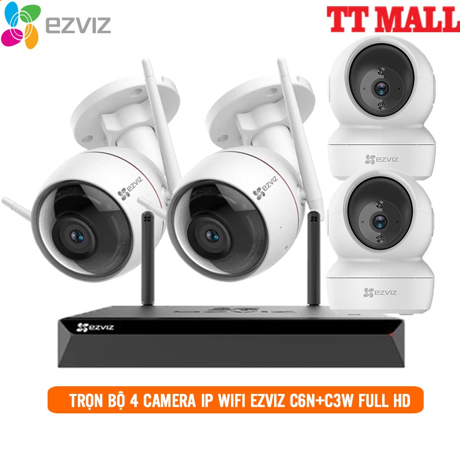 Bộ Kit 4 Camera IP EZVIZ CS-C3WN + C6N 2MP, đầu ghi CS-X5S-4W 4 kênh - Kèm HDD