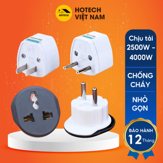 Ổ cắm điện chuyển đổi 3 chấu về 2 chấu HOTECH 2500W - 4000W chống cháy an toàn tiện lợi tiêu chuẩn EU TH3H