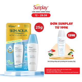 Kem chống nắng Skin Aqua cho da mụn,dạng sữa dùng hàng ngày Sunplay Skin Aqua Acne Clear Eco Việt Nam SPF 50,PA++++ 25g 