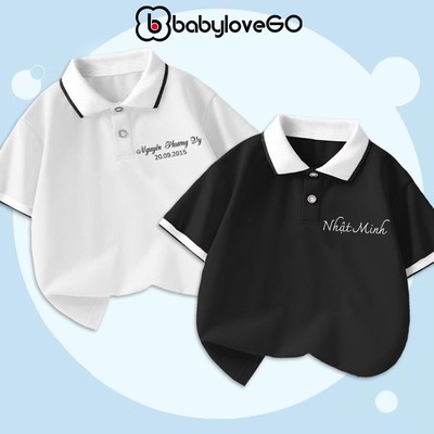 Áo polo IN TÊN theo yêu cầu cho bé trai bé gái BabyloveGO (khách hàng vui lòng nhắn tin cho shop)