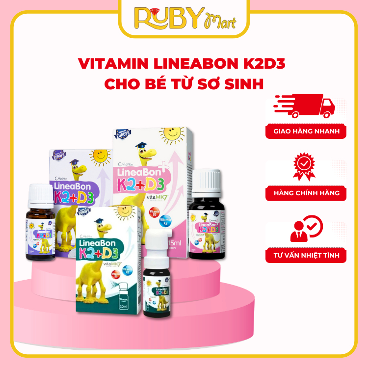 [CHÍNH HÃNG] LineaBon vitamin D3 K2 - Vitamin tăng chiều cao cho bé dạng nhỏ/xịt