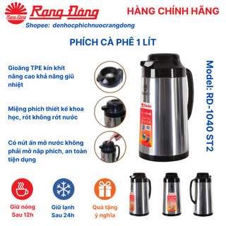 Phích nước Rạng Đông 1 lít 1040 ST2. Bình thủy giữ nhiệt, đựng nước pha trà, cafe