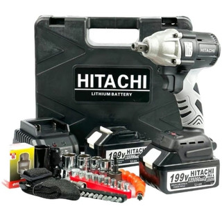Máy Siết Bulong HITACHI 199v Loại Chống Va Đập, Tặng Bộ Phụ Kiện Đầy Đủ Như Hình.