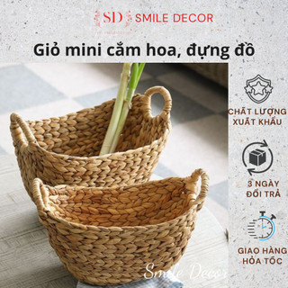 Giỏ lục bình cắm hoa , đựng trứng Smile Decor hình thuyền mini trang trí homestay , decor chụp ảnh