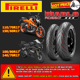 (ROSSO 3 chạy sân - track) Vỏ lốp xe Pirelli Rosso III (ROSSO 3) cho MOTOR: YAMAHA, KAWASAKI, KTM, HONDA....