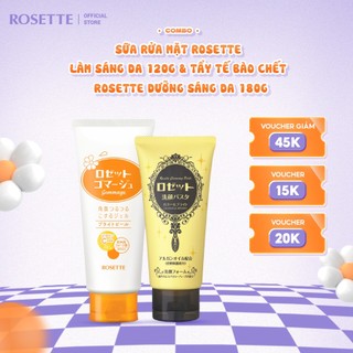 Bộ Sữa Rửa Mặt Rosette Làm Sáng Da  120g và Tẩy Tế Bào Chết Rosette Dưỡng Sáng Da Gommage Bright Peel 180G