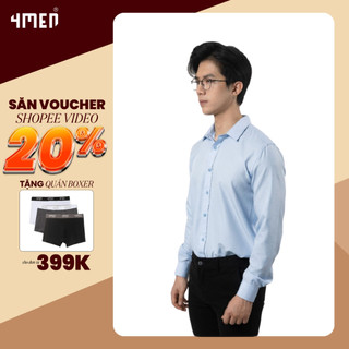 Áo sơ mi nam oxford trơn đẹp 4MEN SM070 tay dài form suông regular, vải oxford dày dặn, mềm mịn, thấm mồ hôi, co giãn