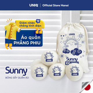 Bóng sấy quần áo UNIQ Sunny banh len lông cừu sấy khô nhanh tiết kiệm điện chống nhăn làm mềm vải cho máy sấy giặt