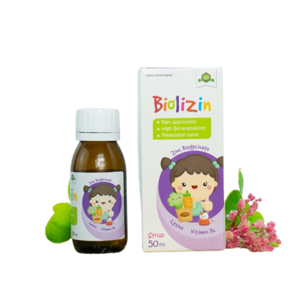 Kẽm hữu cơ Biolizin Aplicaps dạng siro vị đào thơm ngon lọ 50ml, bổ sung kẽm, lysine và vitamin B6 xuất xứ Tây Ban Nha