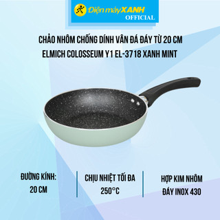 Chảo nhôm chống dính vân đá đáy từ 20 cm elmich coloseum y1 el-3718