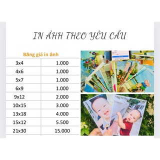 in ảnh 3x4, 6x9 1k in 10 tặng 1( free ép plastic)