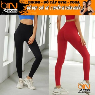 Quần dài nữ tập gym yoga aerobic thể thao MITAO lưng cao chun mông chất liệu thun dệt kim co dãn 4 chiều BINSPORTS Q145