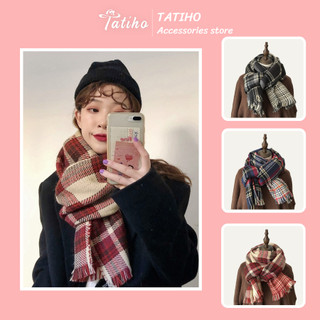 Khăn Len Choàng Cổ Unisex, Khăn Cashmere Chất Dày Họa Tiết Caro Basic Thời Trang Thu Đông Phong Cách Hàn Quốc - Mã LN006