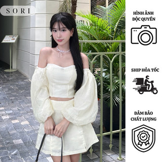   SET ÁO CÚP NGỰC CỔ VUÔNG TAY PHỒNG KÈM CHÂN VÁY TAFTA