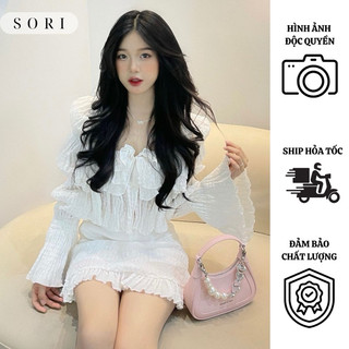  SET ÁO VÁY XỐP CỔ VUÔNG TAY PHỒNG