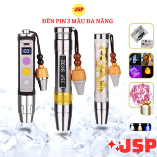 Đèn pin soi đa quy mạnh 3 màu kèm sạc pin đèn soi tiên giả soi cua sáng JSP