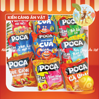 Snack poca đầy đủ các hương vị : mực lăn - bò - tôm … bim bim poca giá rẻ