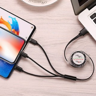 Cáp sạc dây rút 3 đầu USB chân Micro - Lightning - Type C < Giảm 50% >