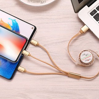 Cáp sạc dây rút 3 đầu USB chân Micro - Lightning - Type C < Giảm 50% >