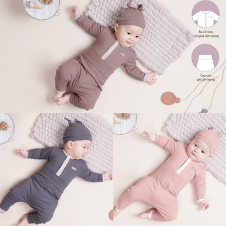 Cookie bộ sơ sinh quần cạp bo cao mềm mại thun giãn cho bé CK230127