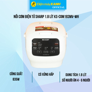 Nồi cơm điện tử sharp 1.8 lít ks-com183mv-wh
